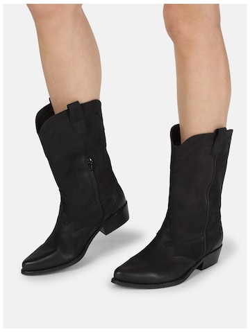 Felmini Wide Fit Cowboy Boots 'Gerbera W039' in Black: front