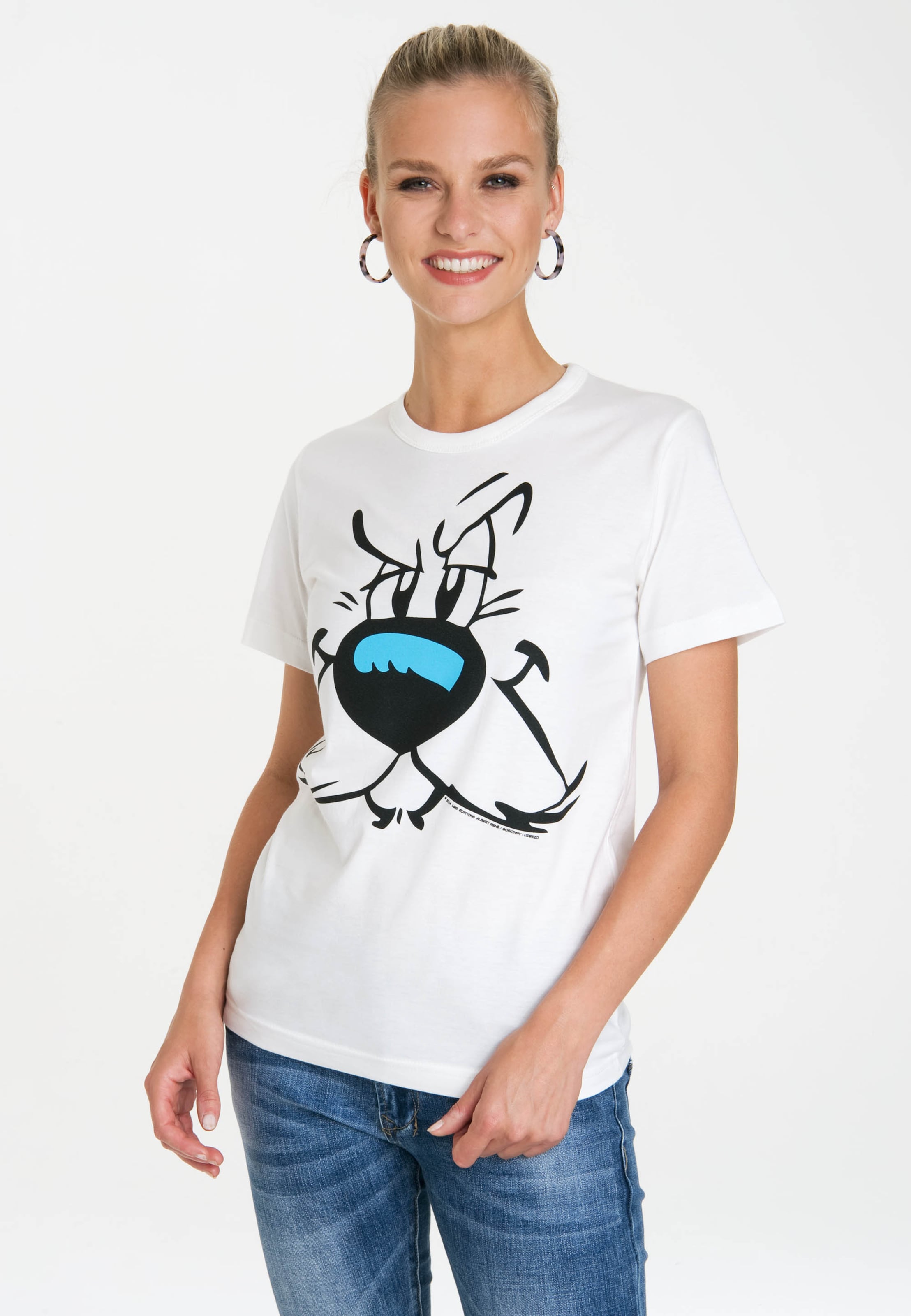 Frauen Shirts & Tops LOGOSHIRT T-Shirt 'Idefix – Faces' in Weiß - UY42051