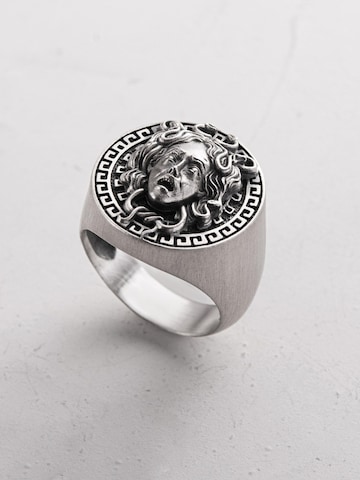 REYTEL Ring 'Gorgon Medusa' in Zilver: voorkant