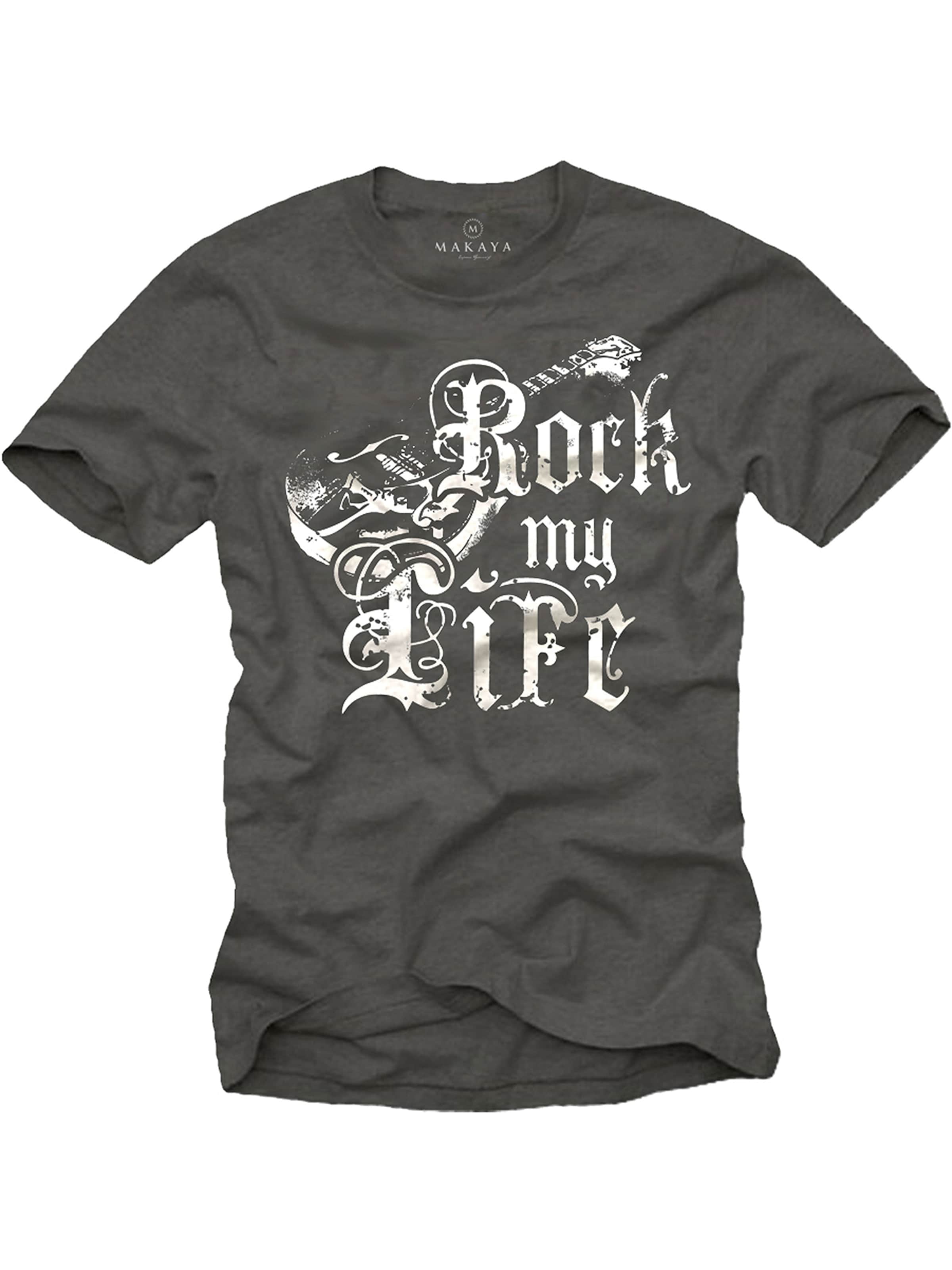 MAKAYA Shirt 'Rock my Life' in Grey: front