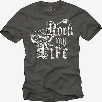MAKAYA Shirt 'Rock my Life' in Grey: front