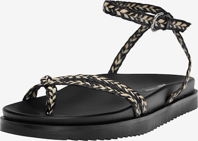 Flip-flops Pull&Bear pe bej / negru / alb murdar, Vizualizare produs