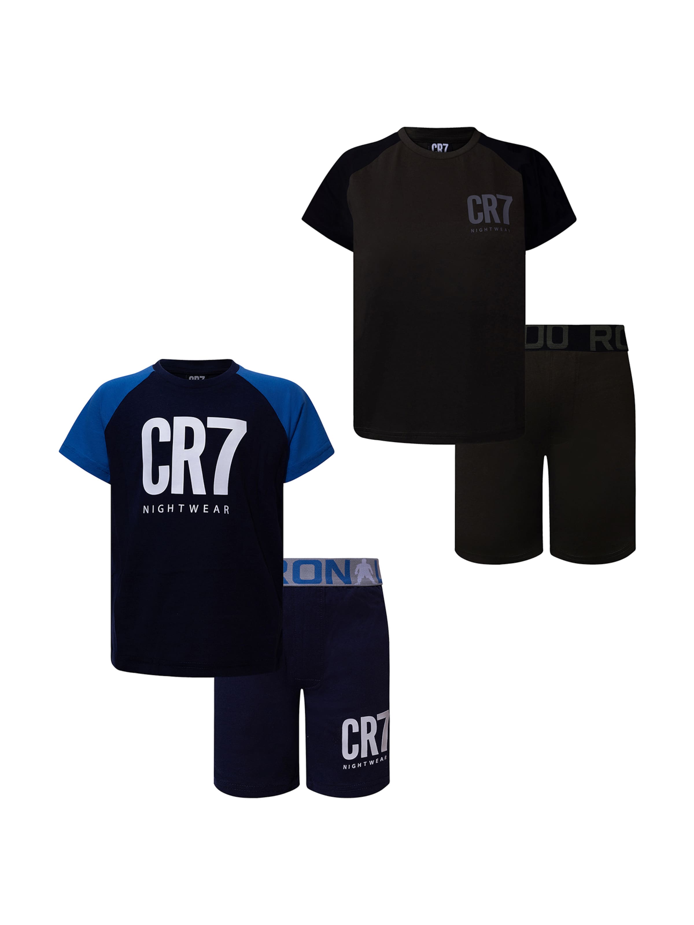 CR7 - Cristiano Ronaldo Nachtkledij ' Basic Short ' in Blauw: voorkant