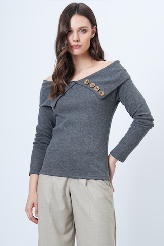 Trend Alaçatı Stili - Camiseta en gris: frente