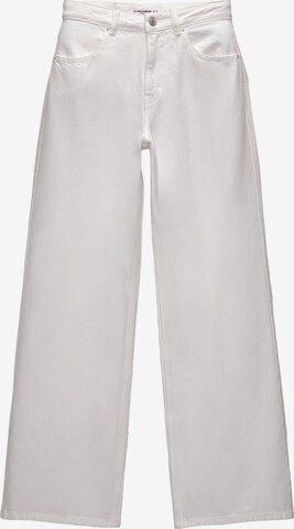 Wide Leg Jean Pull&Bear en blanc : devant