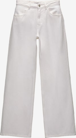 Pull&Bear Wide leg Jeans in White: front