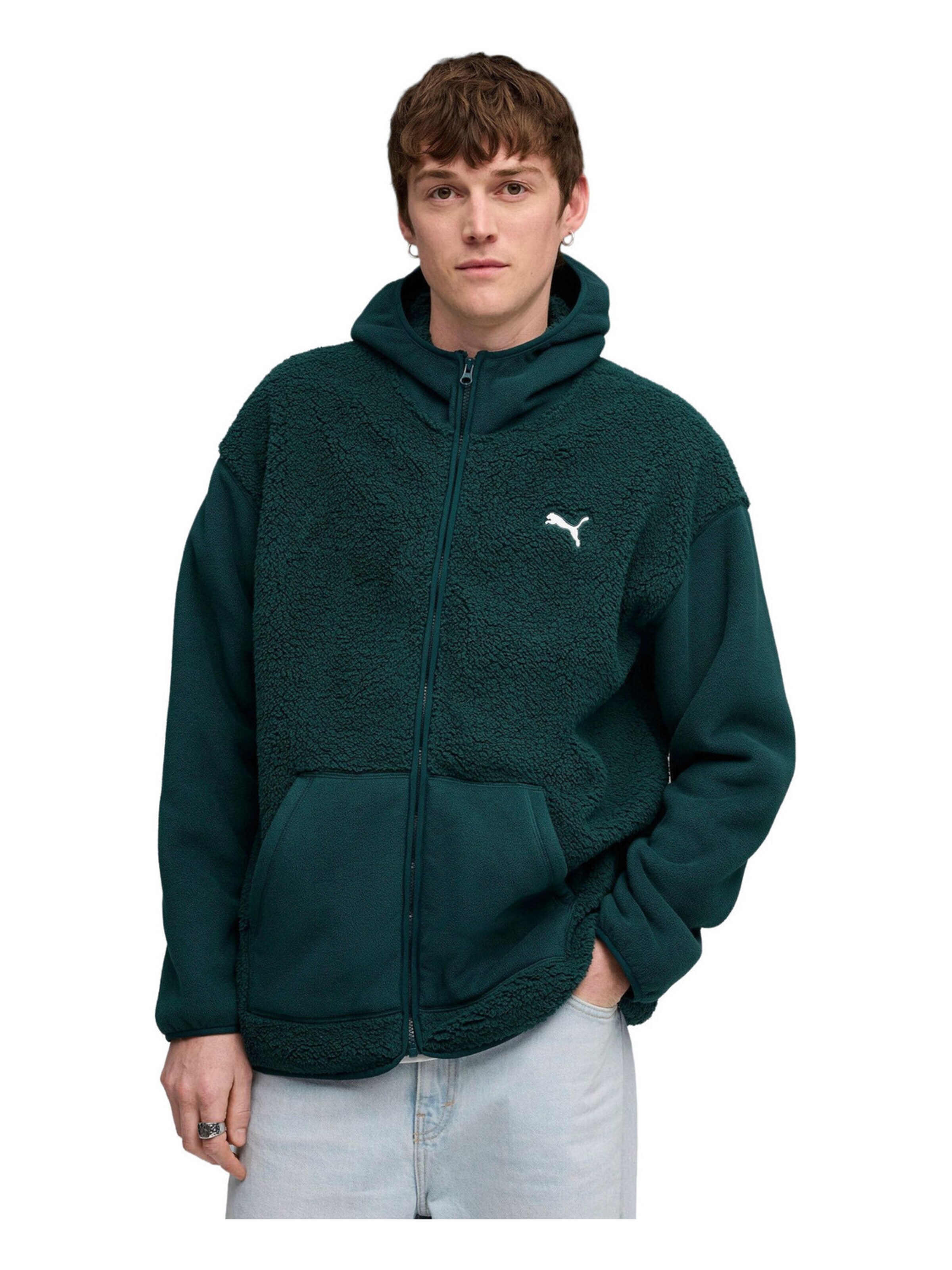 PUMA Sweatjacke 'Ess Elevated Relaxed'‌‌‌‌‌‌‌‌‌ in Grün: Vorderseite