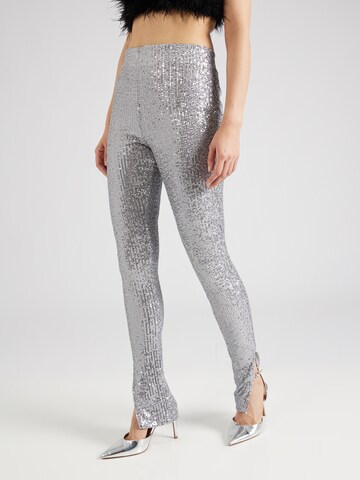Nasty Gal Slim fit Trousers in Silver: front