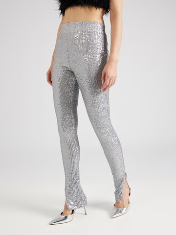 Nasty Gal Slimfit Broek in Zilver: voorkant