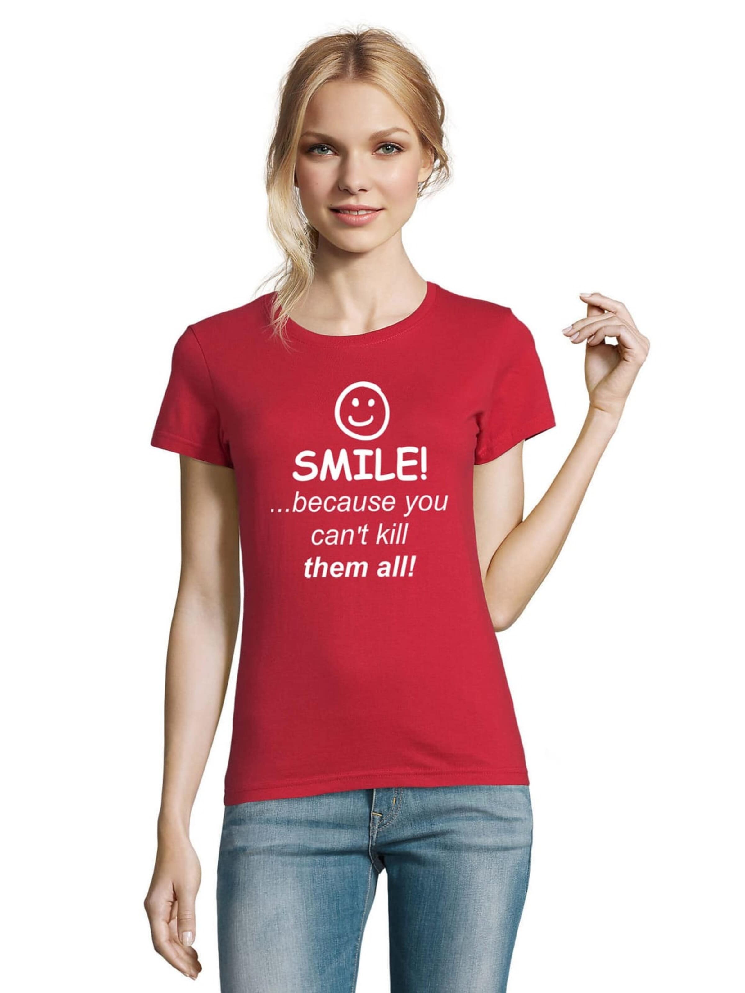 Blondie & Brownie Shirt 'SmileKill' in Red: front