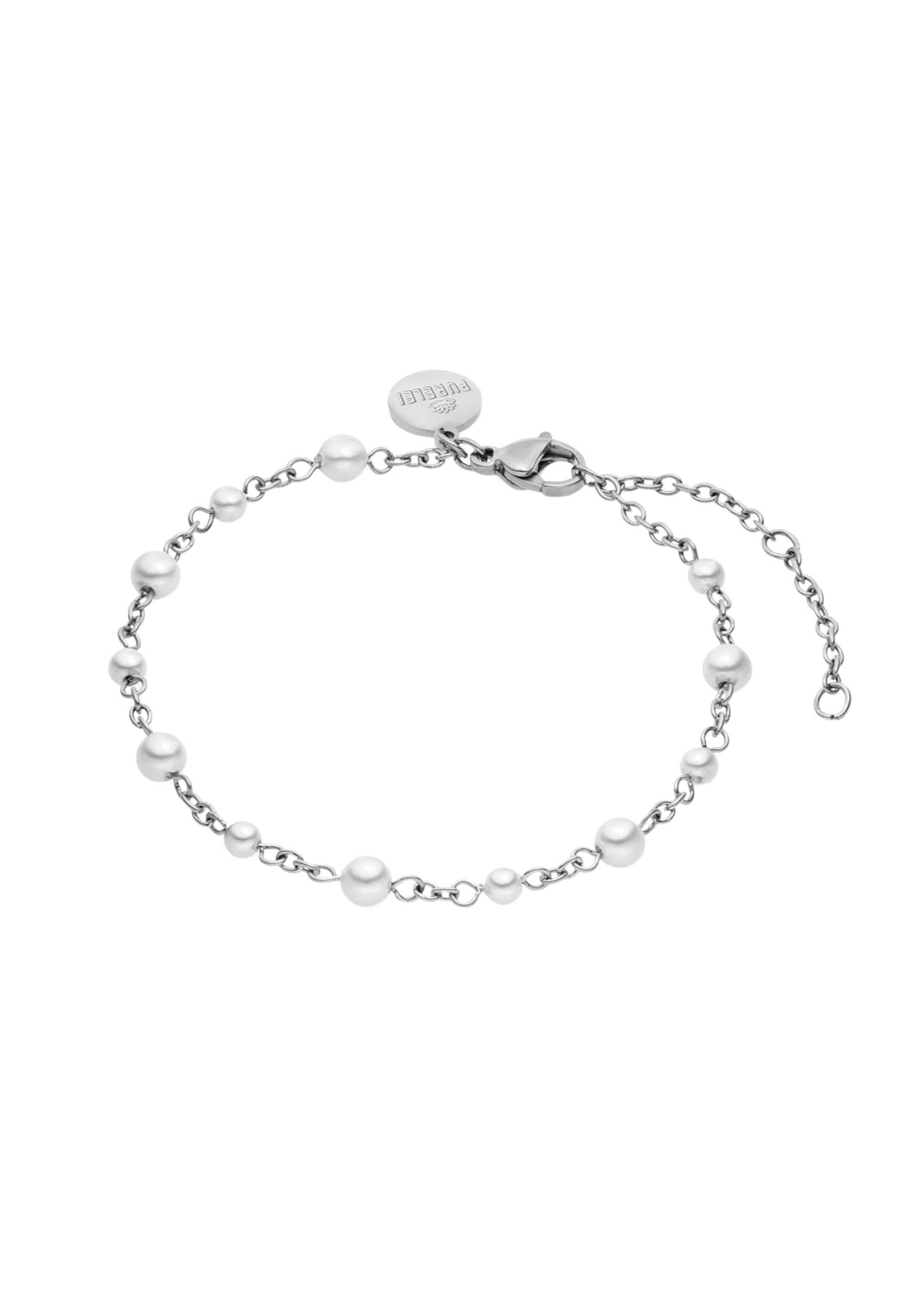 PURELEI Bracelet 'Adore Pearl' en argent / blanc, Vue avec produit