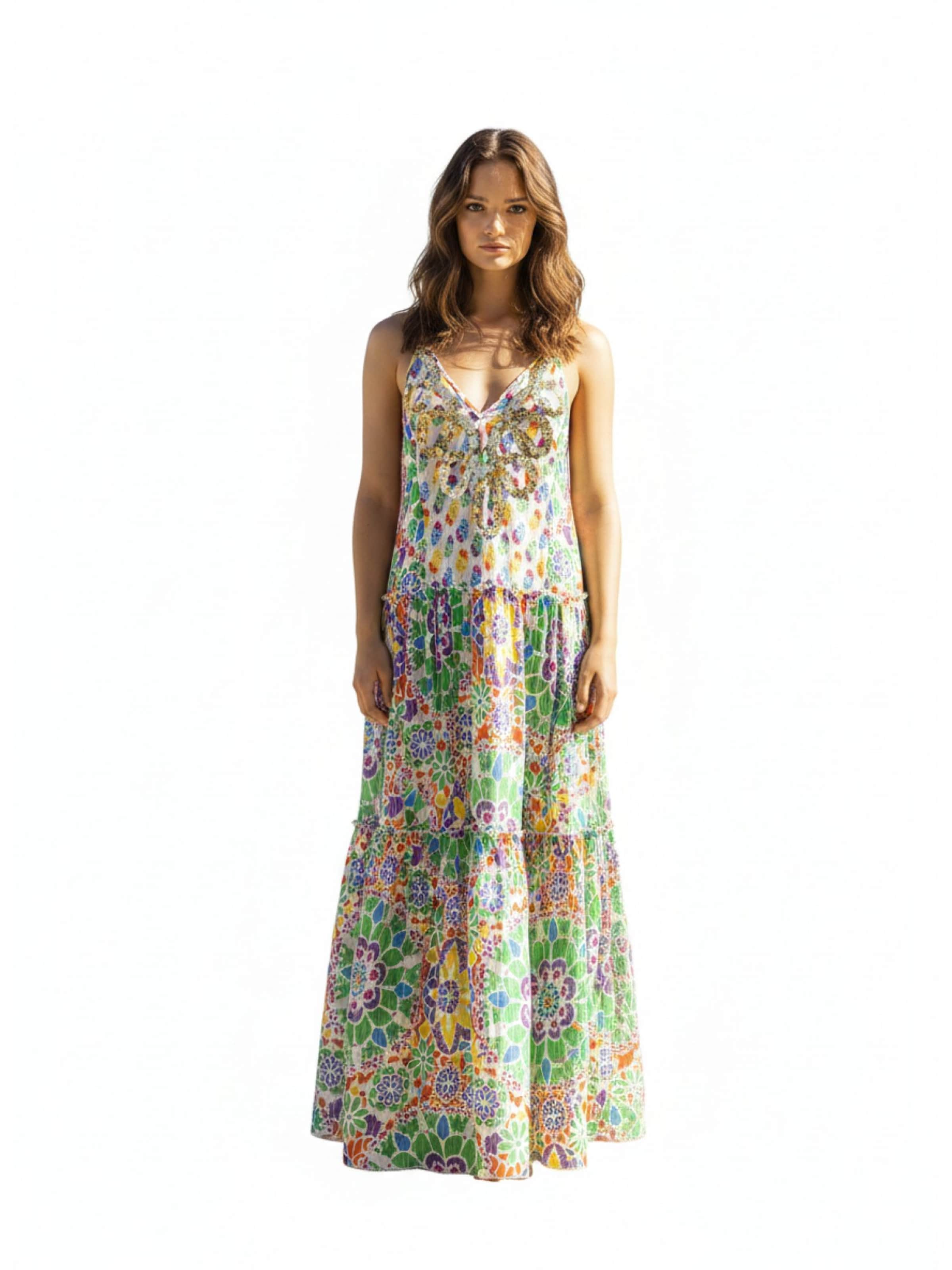 Miss June Kjole 'Robe Longue Innika' i orange