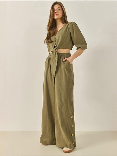 Bianco Lucci Domácí oblečení 'Zweiteiliges Set' ve velikosti S - khaki, Produkt