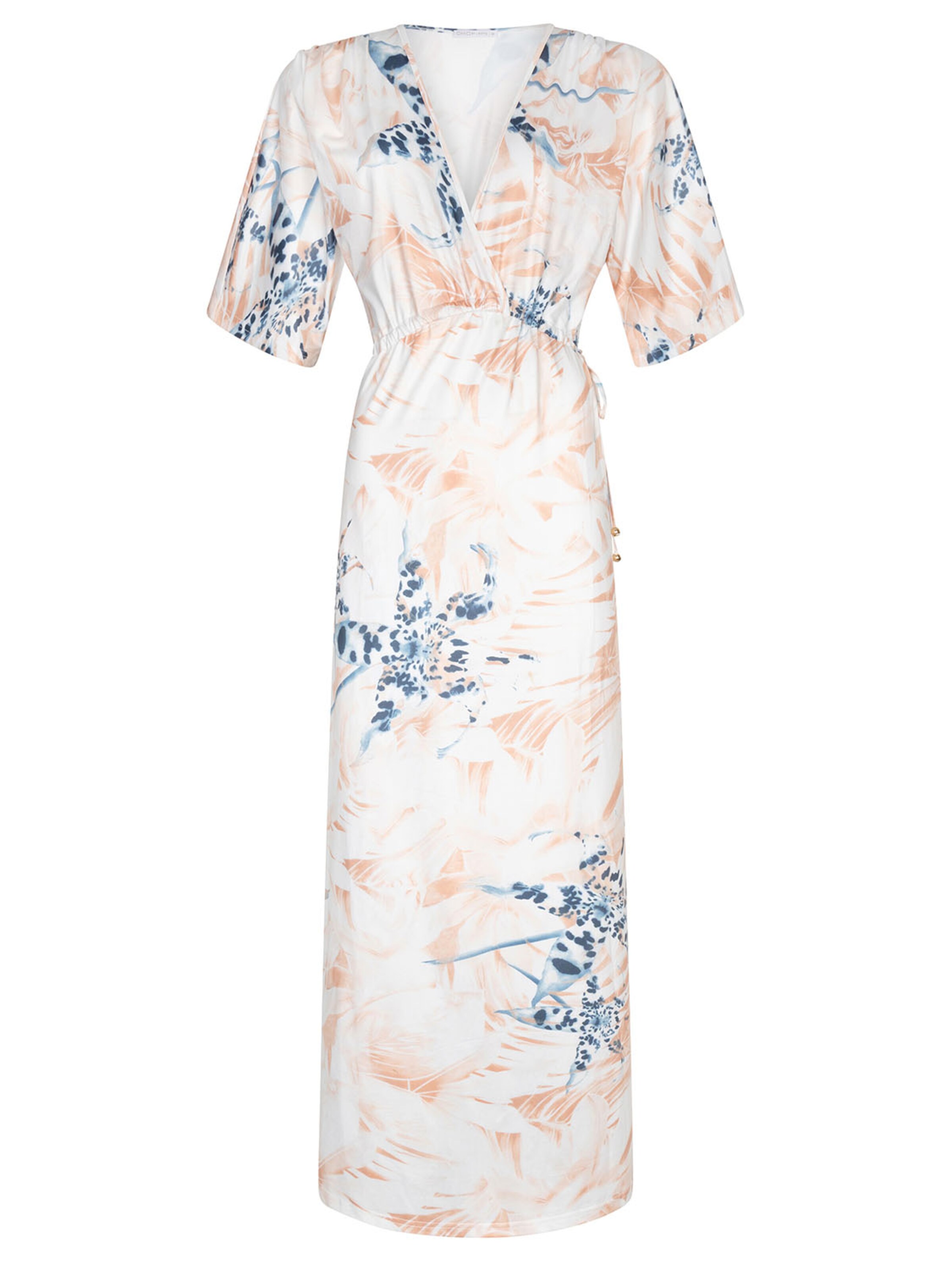 Chic by Lirette Jurk 'Kimono Lotus Contadora' in Beige: voorkant