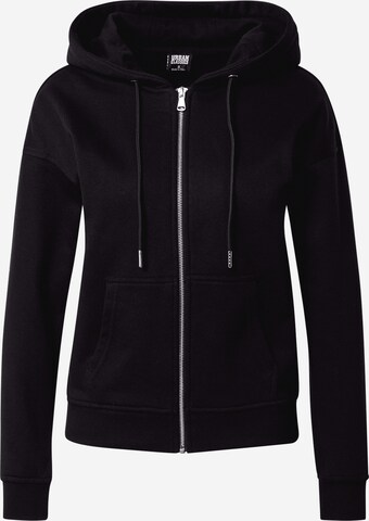 Urban Classics Zip-Up Hoodie in Black: front