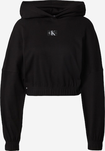 Bluză de molton de la Calvin Klein Jeans pe negru: față