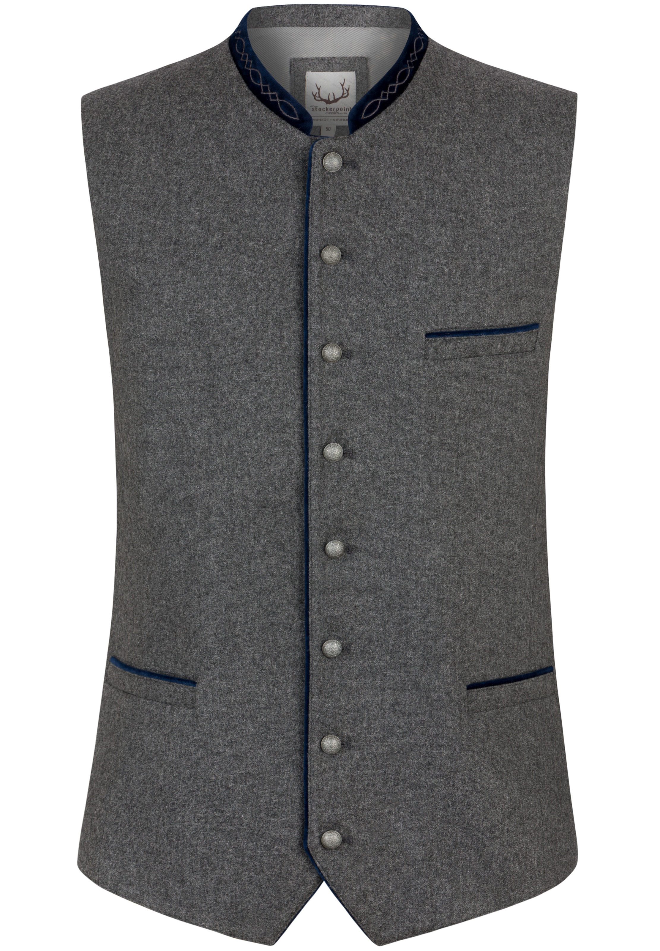 STOCKERPOINT Trachtenweste 'Fabricio' in Grau: Vorderseite