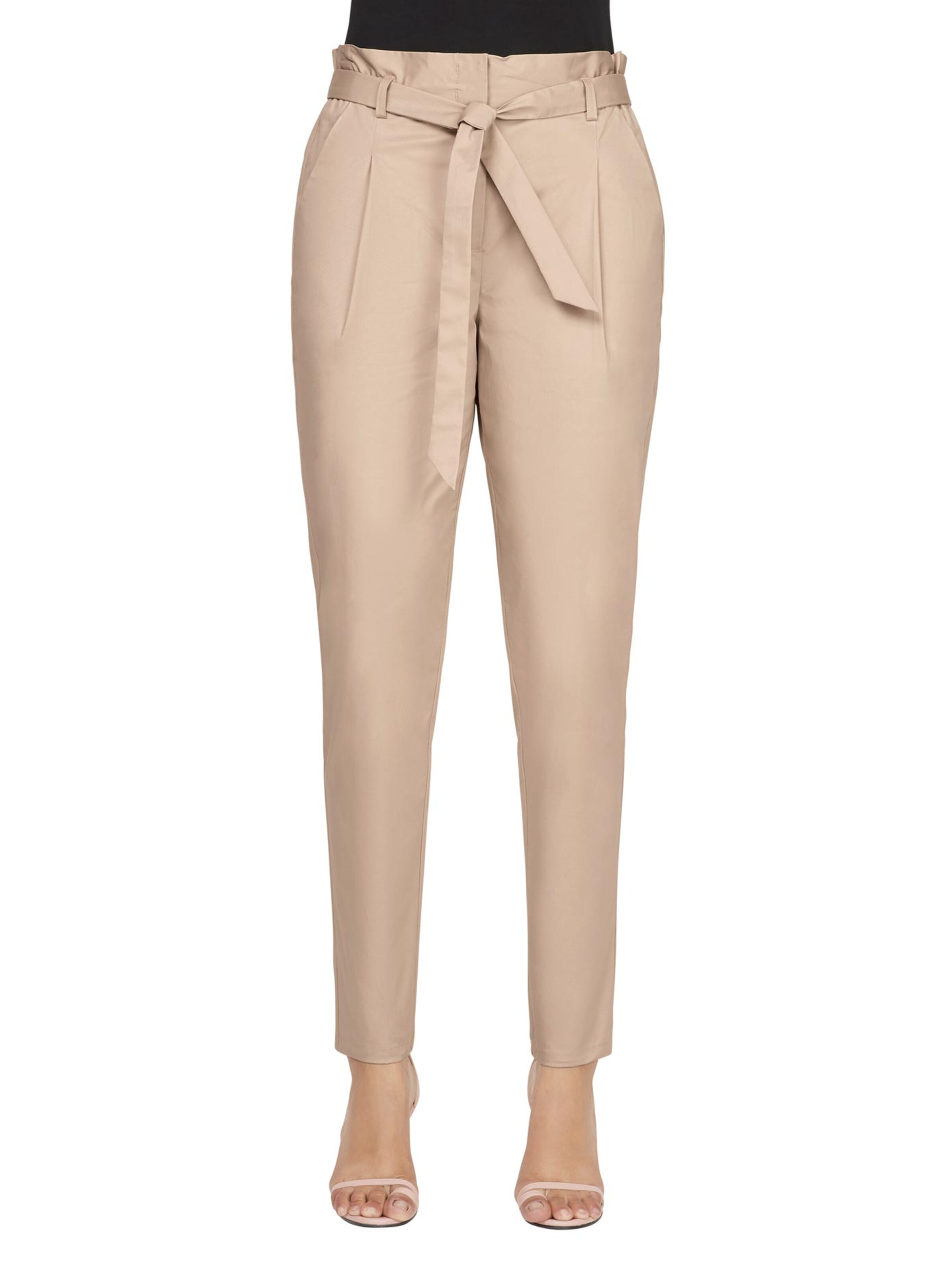 Tapered Pantaloni con pieghe di heine in beige: frontale