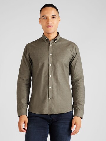 Coupe slim Chemise business Lindbergh en vert : devant