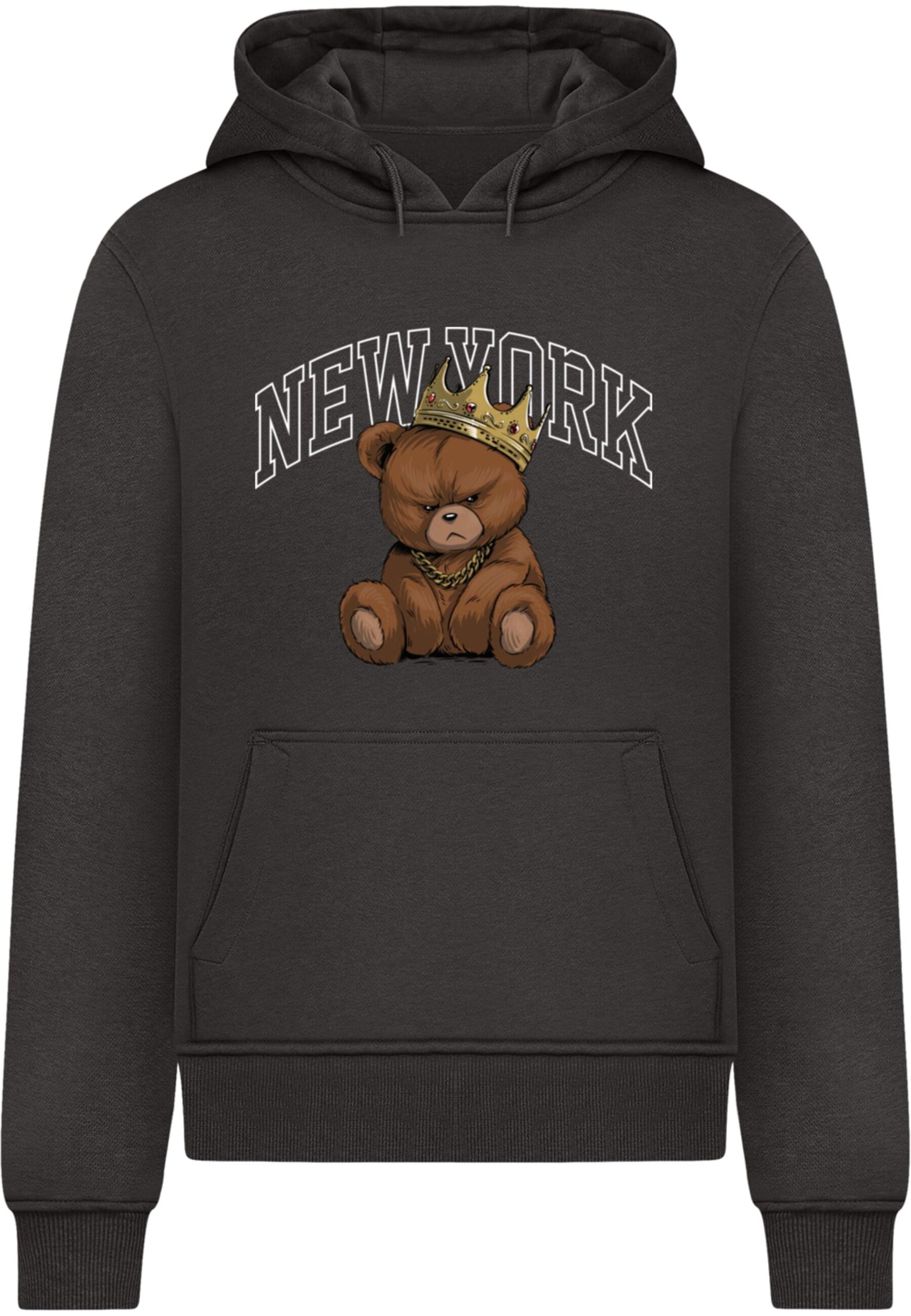 Sweat-shirt 'NY Crowned Bear' Mister Tee en noir : devant