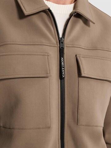 CAST IRON Tussenjas 'Sweat jacket with shirt collar and zipper closure' in Bruin