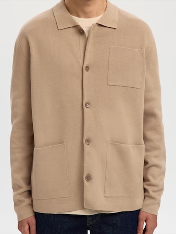 SELECTED Gebreid vest 'SLHMike' in Bruin