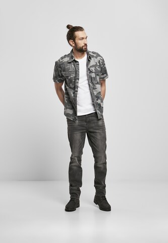 Brandit Comfort fit Button Up Shirt in Grey