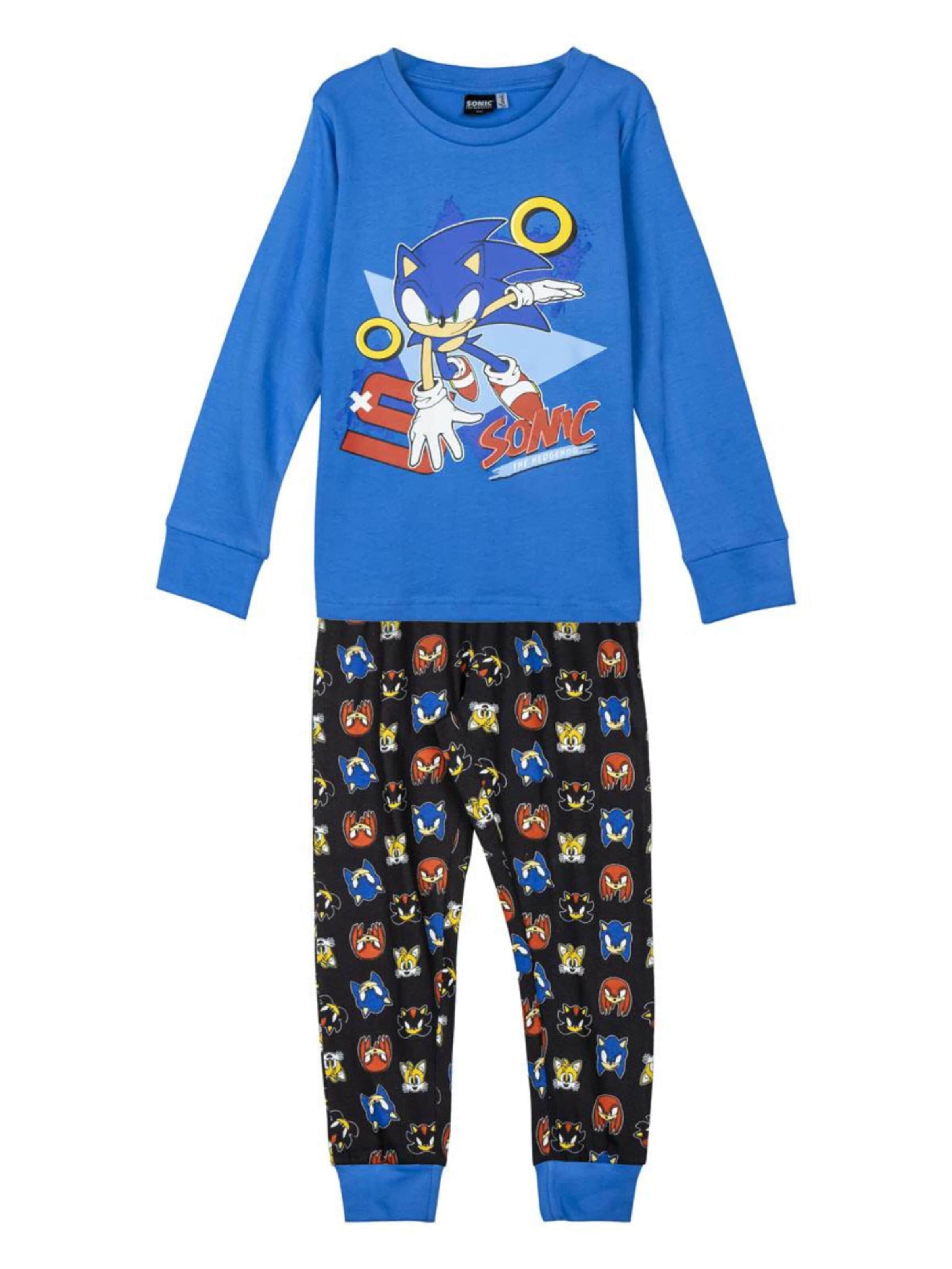 Cerdá Pajamas 'Sonic Pyjama Set Kids Blue – Boys Girls Sleepwear Long Sleeve Top and Pants' in Blue: front