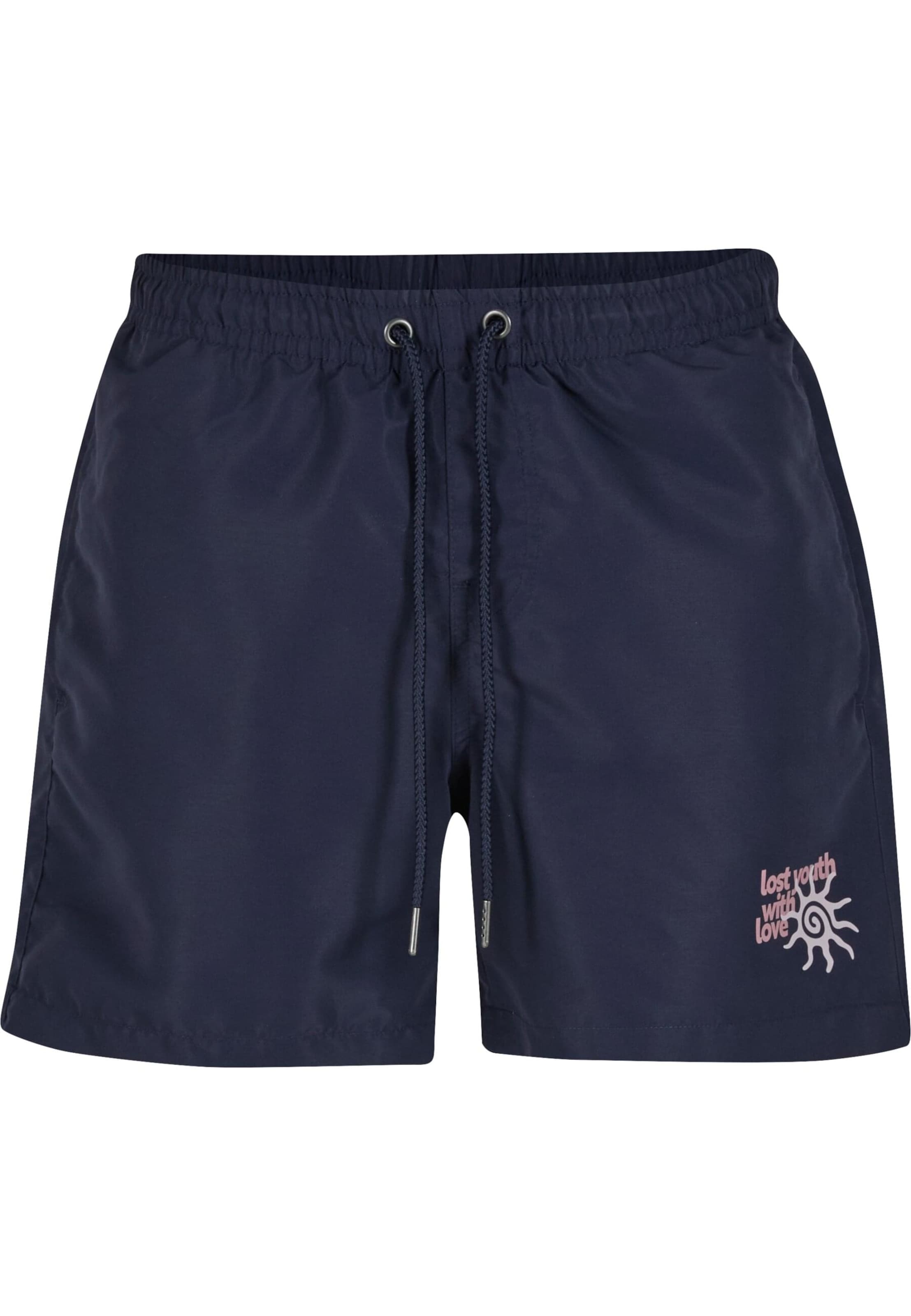 Lost Youth Normální Plavecké šortky 'With Love' – modrá: přední strana