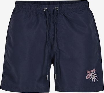 Lost Youth Plavecké šortky 'With Love' – modrá: přední strana