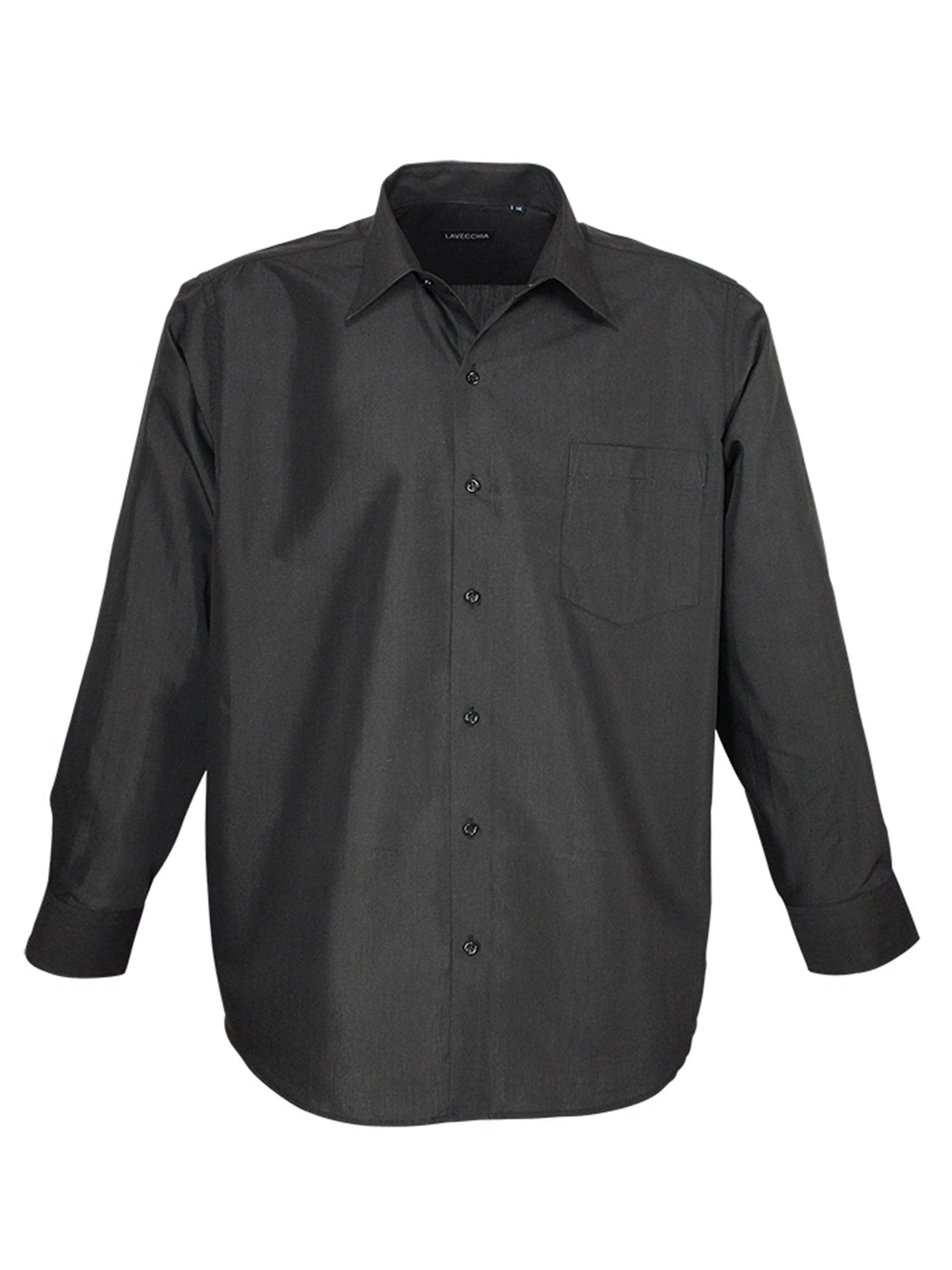 Comfort fit Camicia 'HLA-1314 Übergrößen' di Lavecchia in nero: frontale