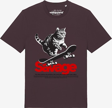 T-Shirt 'Savage cat' Watapparel en rouge : devant