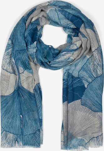 styleBREAKER Schal 'Langer Schal Ginkgo Leaves' in Blau: Vorderseite
