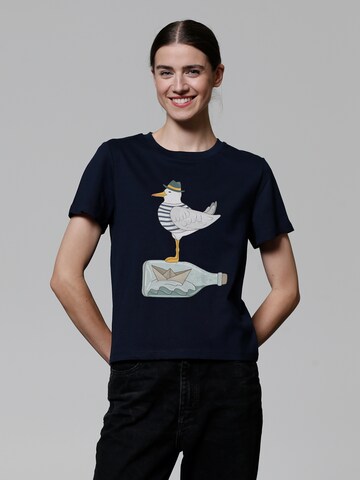 T-shirt 'Möwe mit Hut' Watapparel en bleu : devant