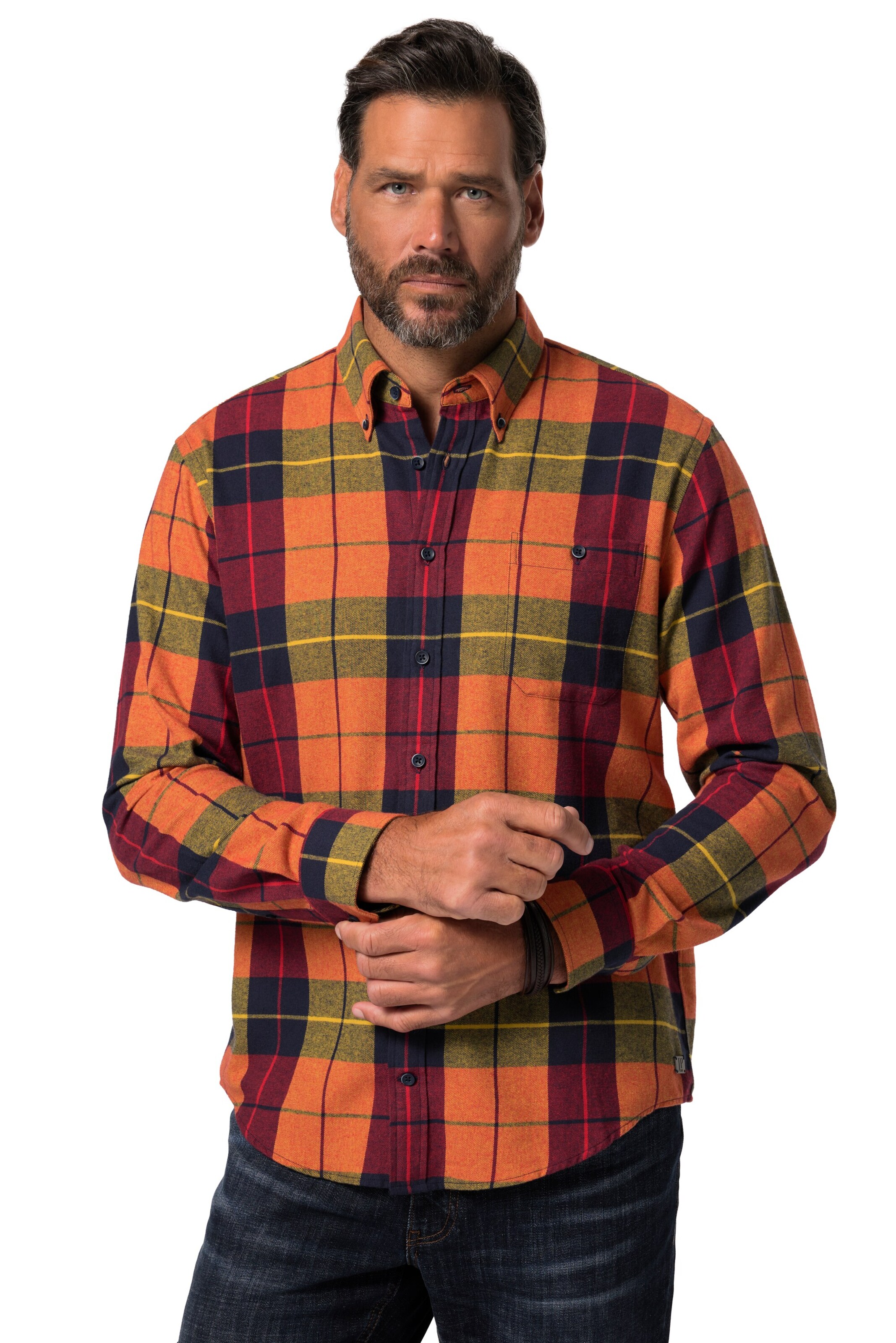 JP1880 Regular fit Overhemd in Oranje: voorkant