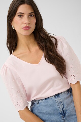Cream Blouse 'Daye' in Roze: voorkant