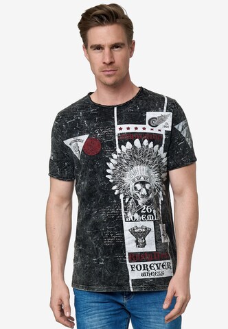 Rusty Neal T-Shirt 'Oil Washed Skull' in Schwarz: predná strana