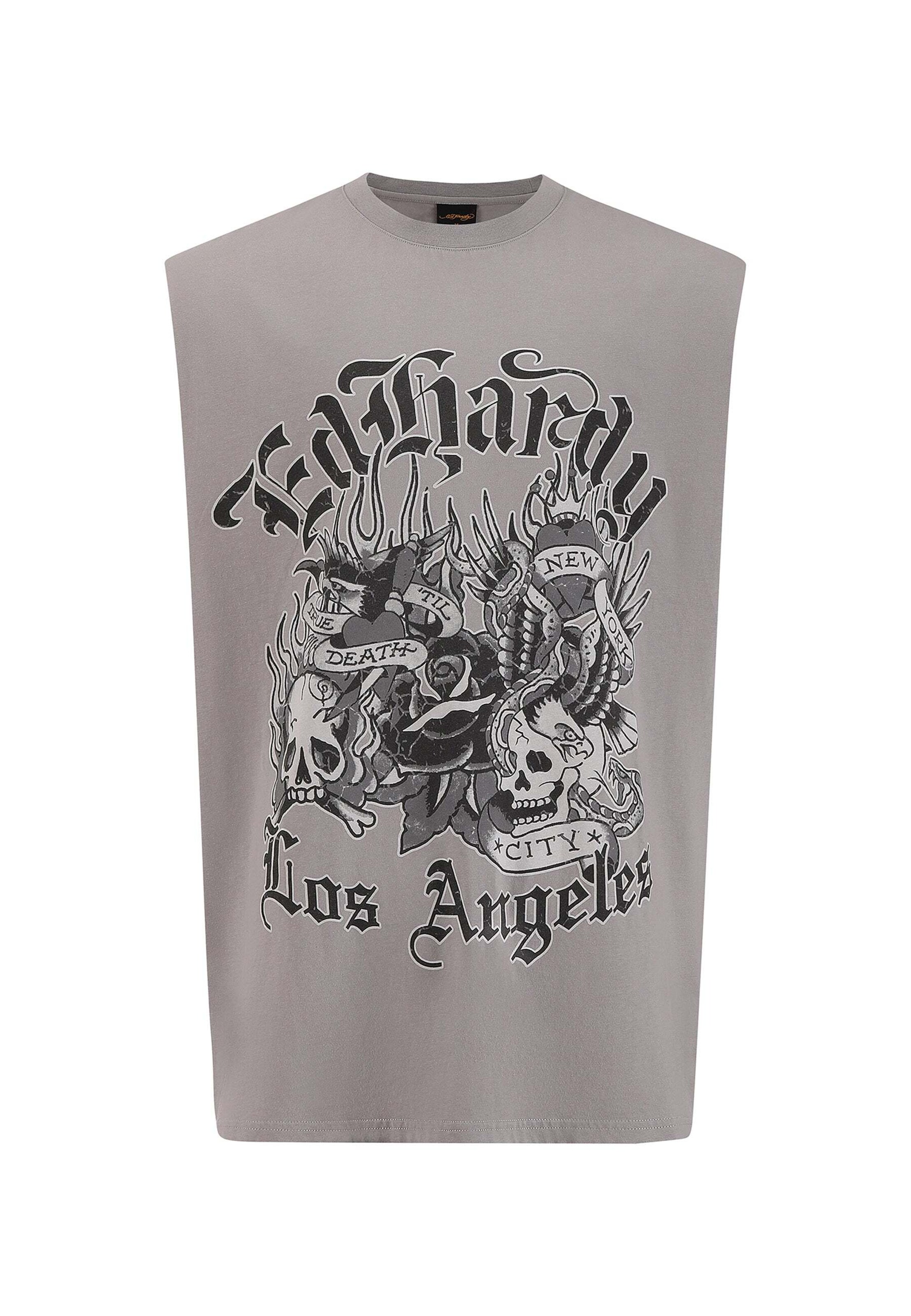 Ed Hardy T-shirt 'Don Ed Montage' i grå: framsida