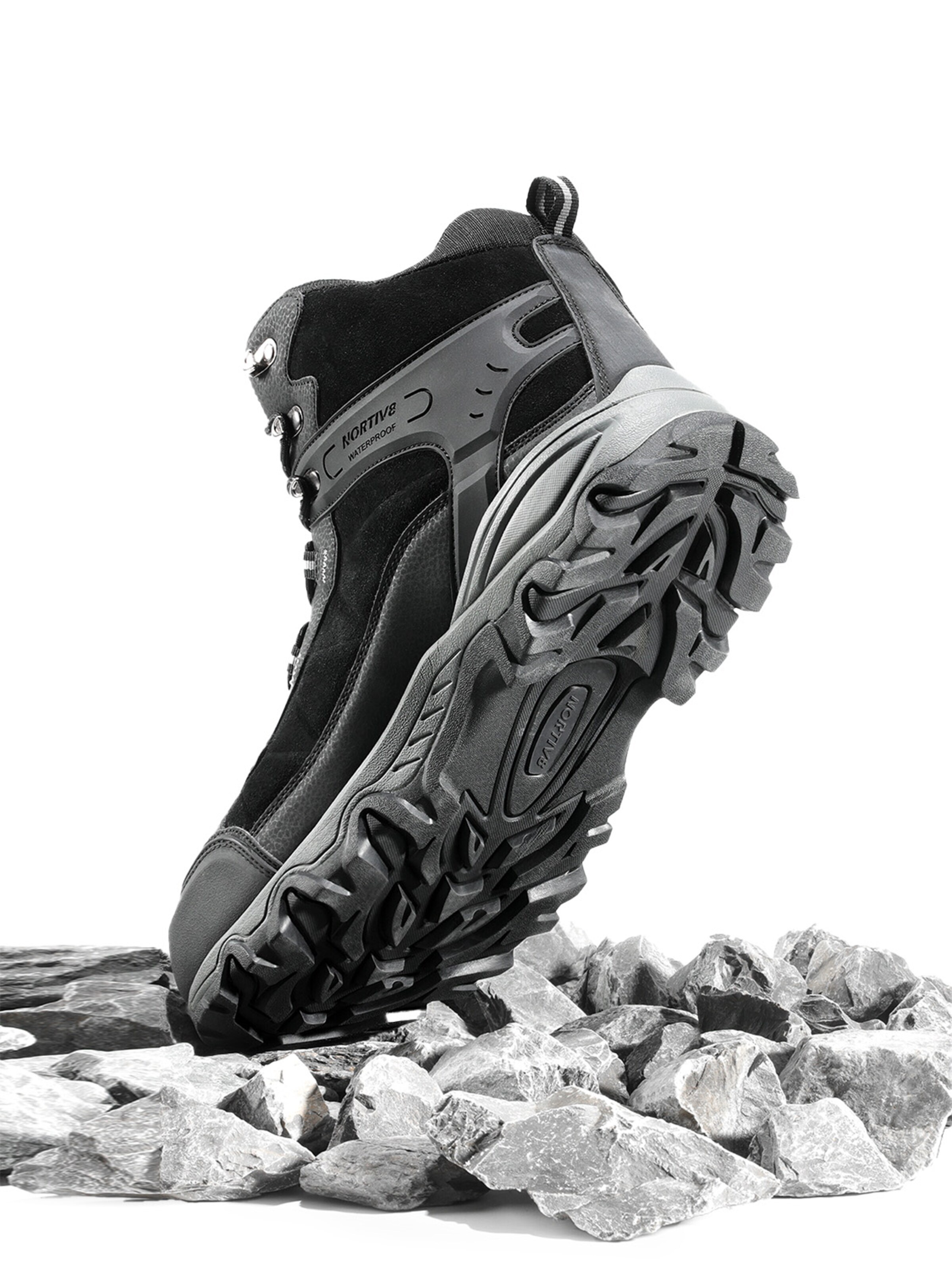 Boots 'NORTIV 8 Herren Wasserdichte Wanderschuhe Outdoor Mid Trekking Leichte Bergschuhe' di NORTIV 8 in nero