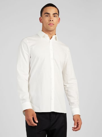 OLYMP גזרת צרה חולצות עסקיות 'No. 6' בלבן: מלפנים