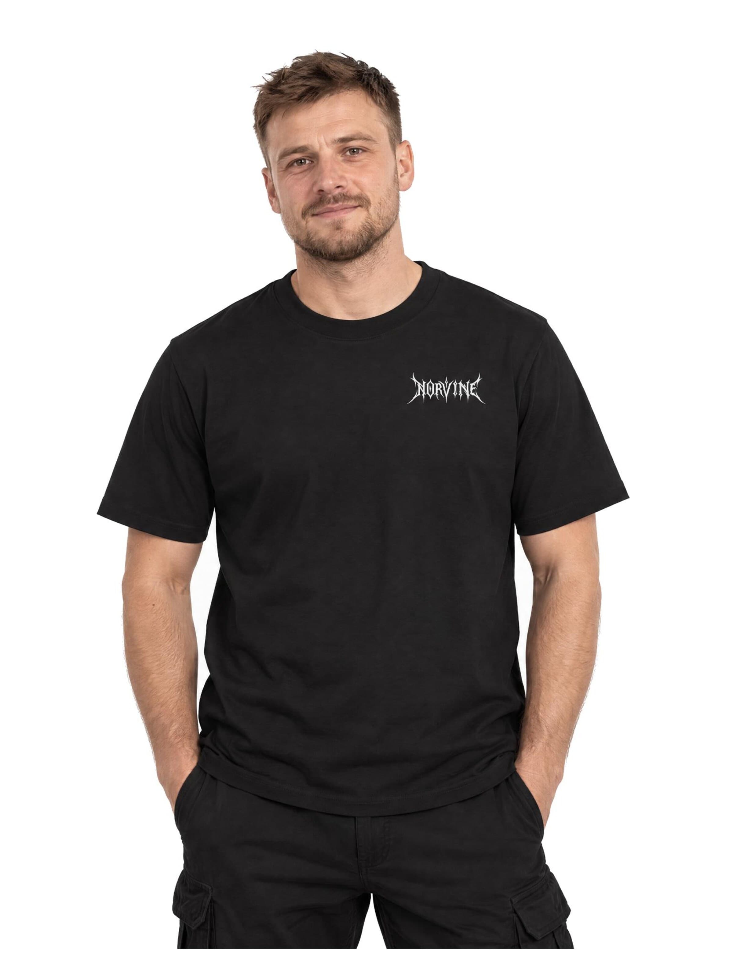 Norvine Paita 'Norvine Y2K Tribal Style Techno 2000s T-Shirt' värissä musta