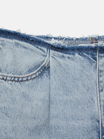 Pull&Bear Wide leg Pleated Jeans in Blue