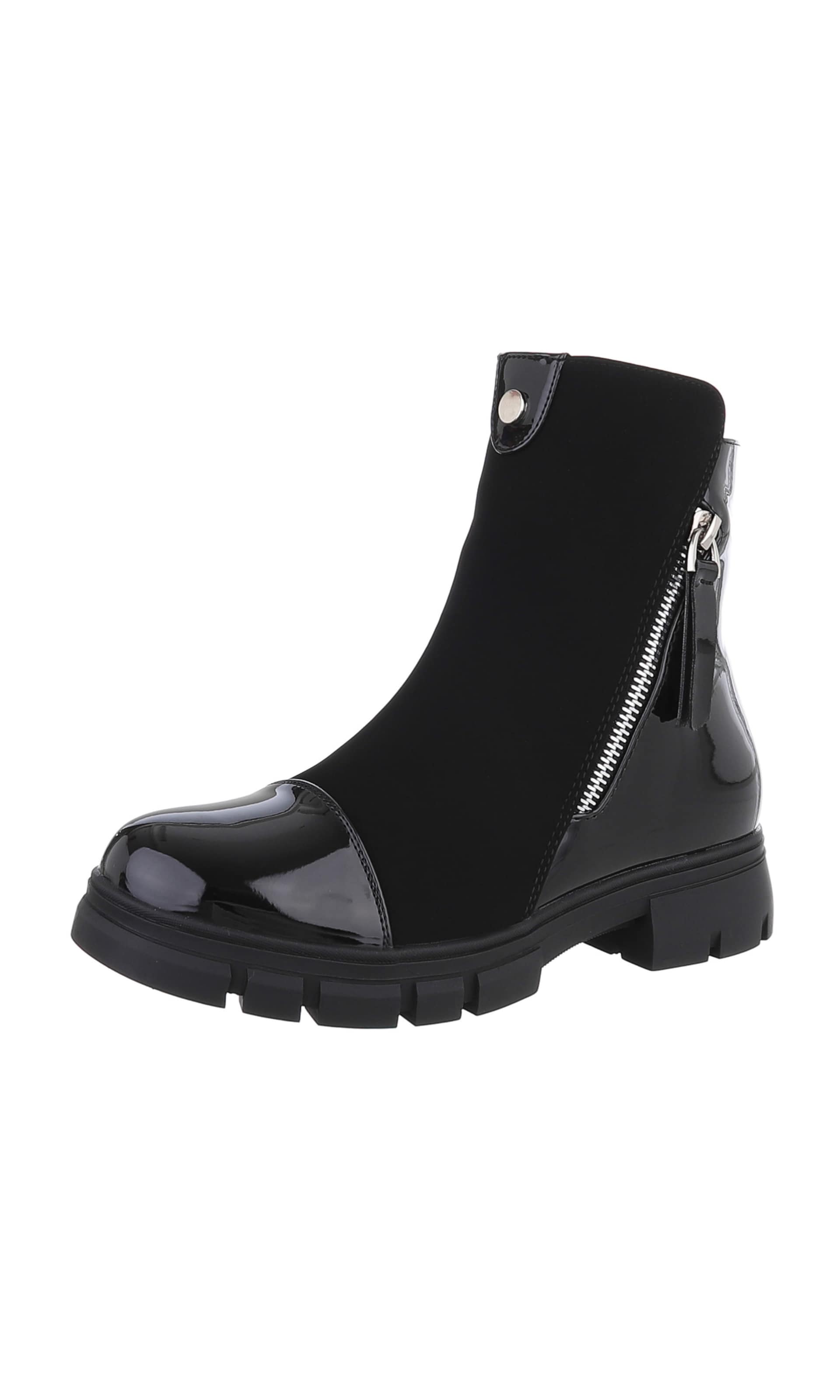 Ital-Design Stiefelette in Schwarz: Vorderseite