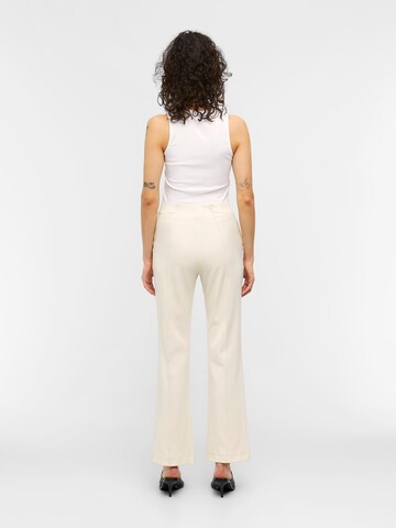 OBJECT Flared Pleat-Front Pants 'IVA LISA' in Beige