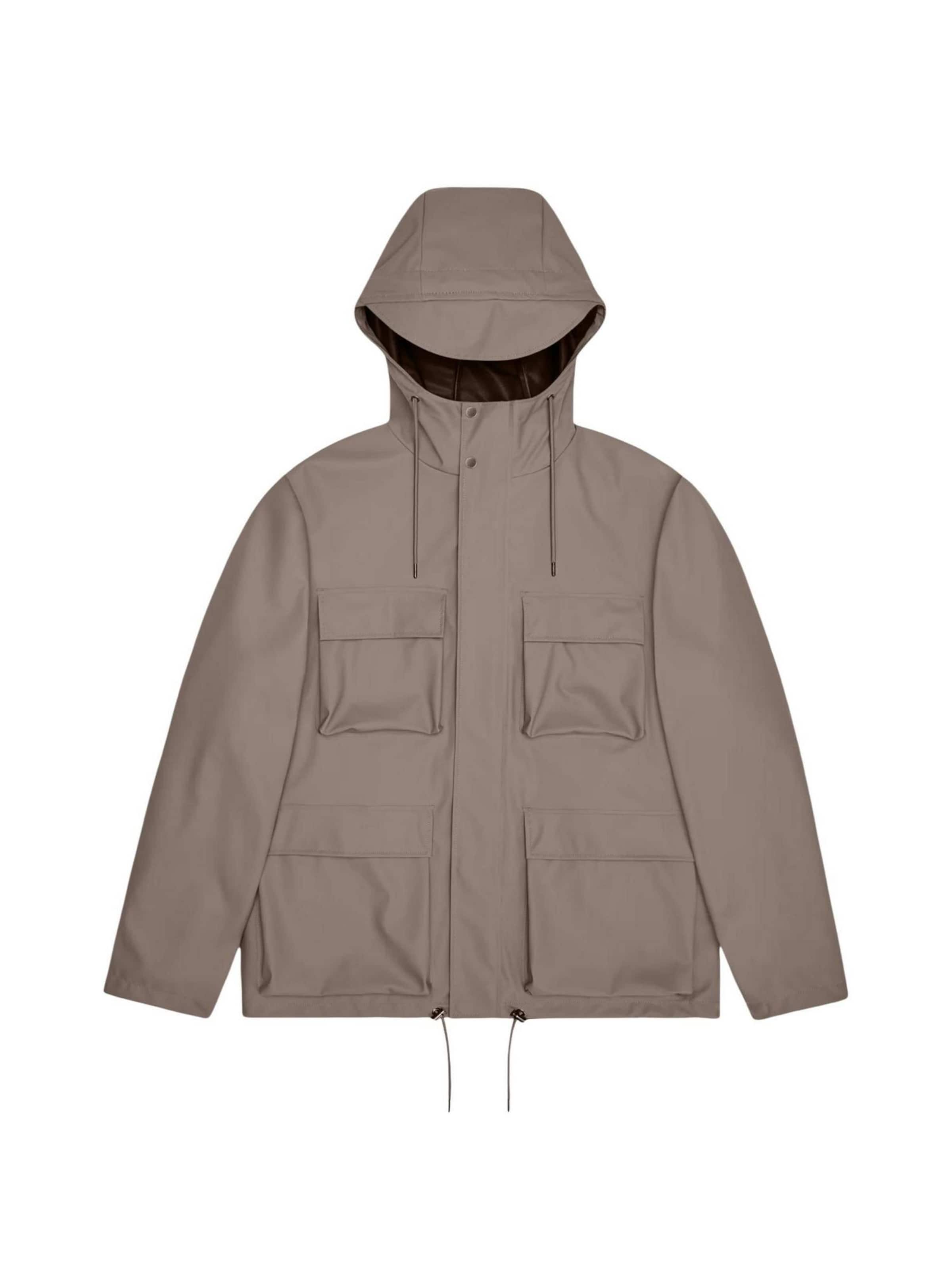 RAINS Tussenjas 'Pocket Jcket W3 UNISEX 12210' in S in de kleur Taupe, Productweergave