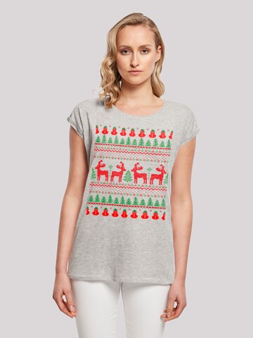 F4NT4STIC Shirt 'Christmas Reindeers' in Grey: front