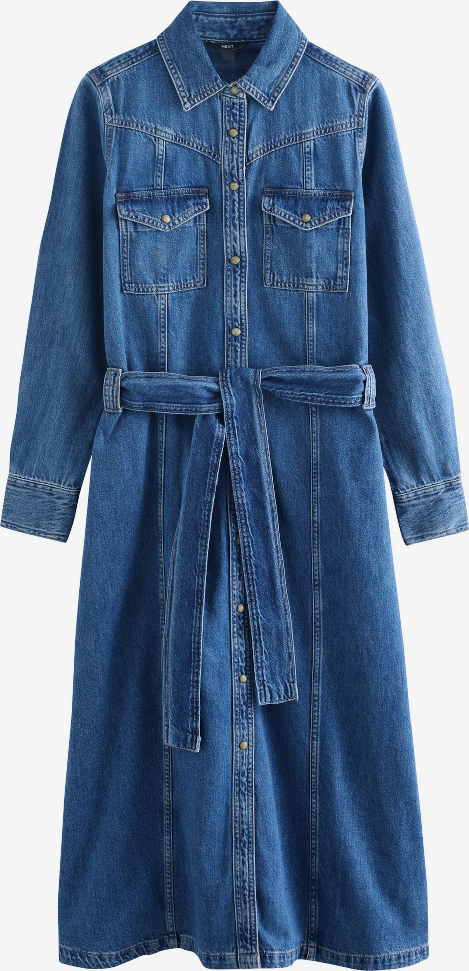 next denim shirt dress Womens Next Bleach Blue Fuller Bust Belted Midi Denim Shirt Dress US 8
