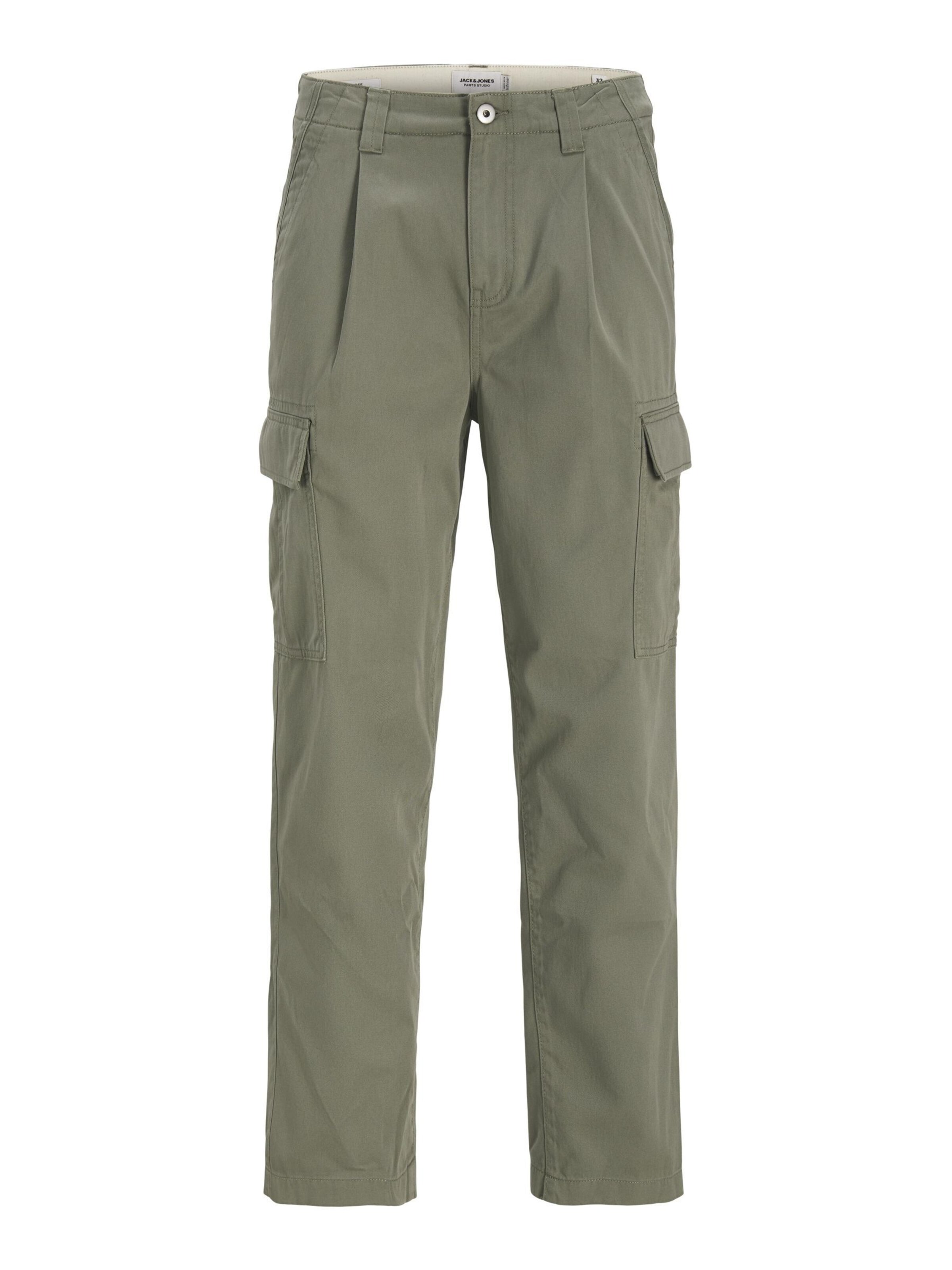 Loosefit Pantalon cargo JACK & JONES en vert : devant