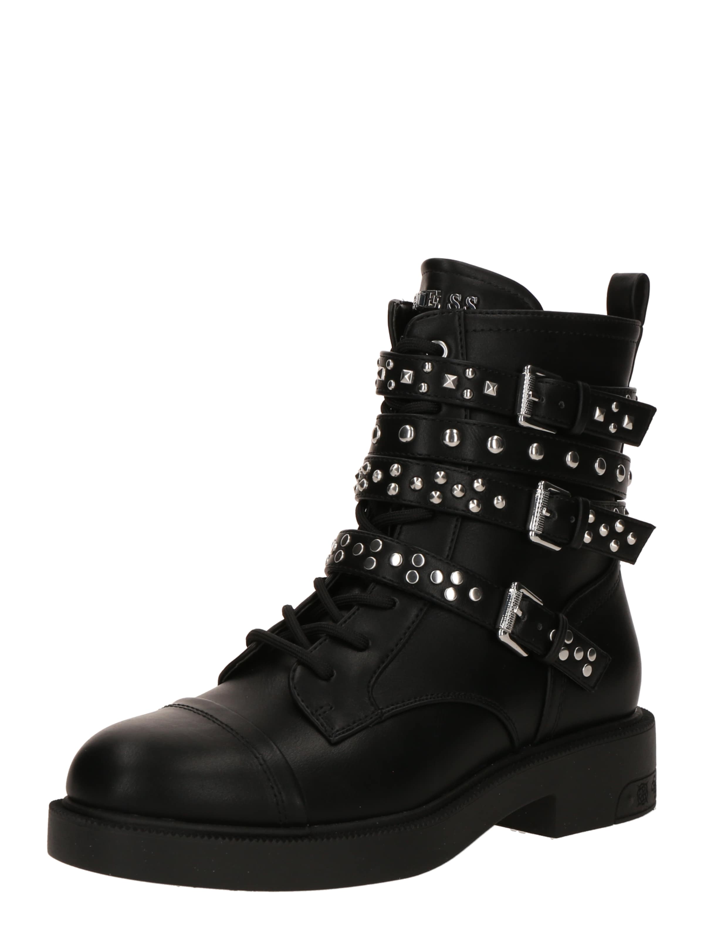 Ghete cu șireturi 'Fynal' de la GUESS pe negru: față