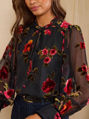 Chemisier love & roses en noir